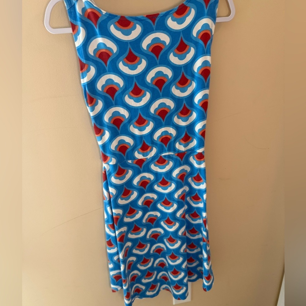Blue Platypus mod print V-Neck Jersey Dress - USA Size XS - Picture 2 of 5